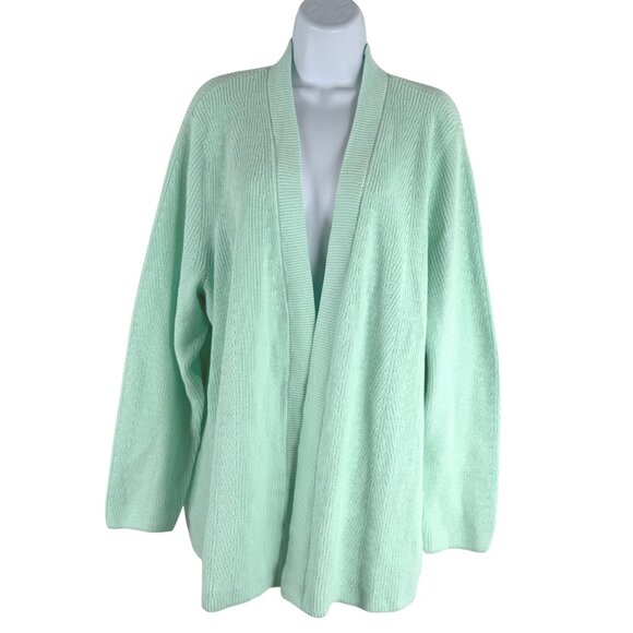 J. Jill Open Front Cardigan Sweater Womens 3X Mint Green Cotton CJ-2174 - Picture 1 of 8